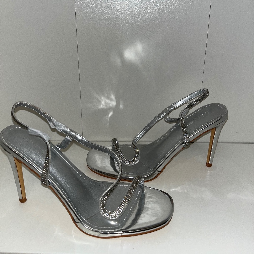 Crystal Zig Zag Silver Heels